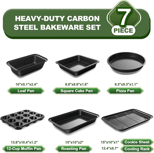 7-Piece Nonstick Bakeware Set — Carbon Steel, Wider Grips - Image 2